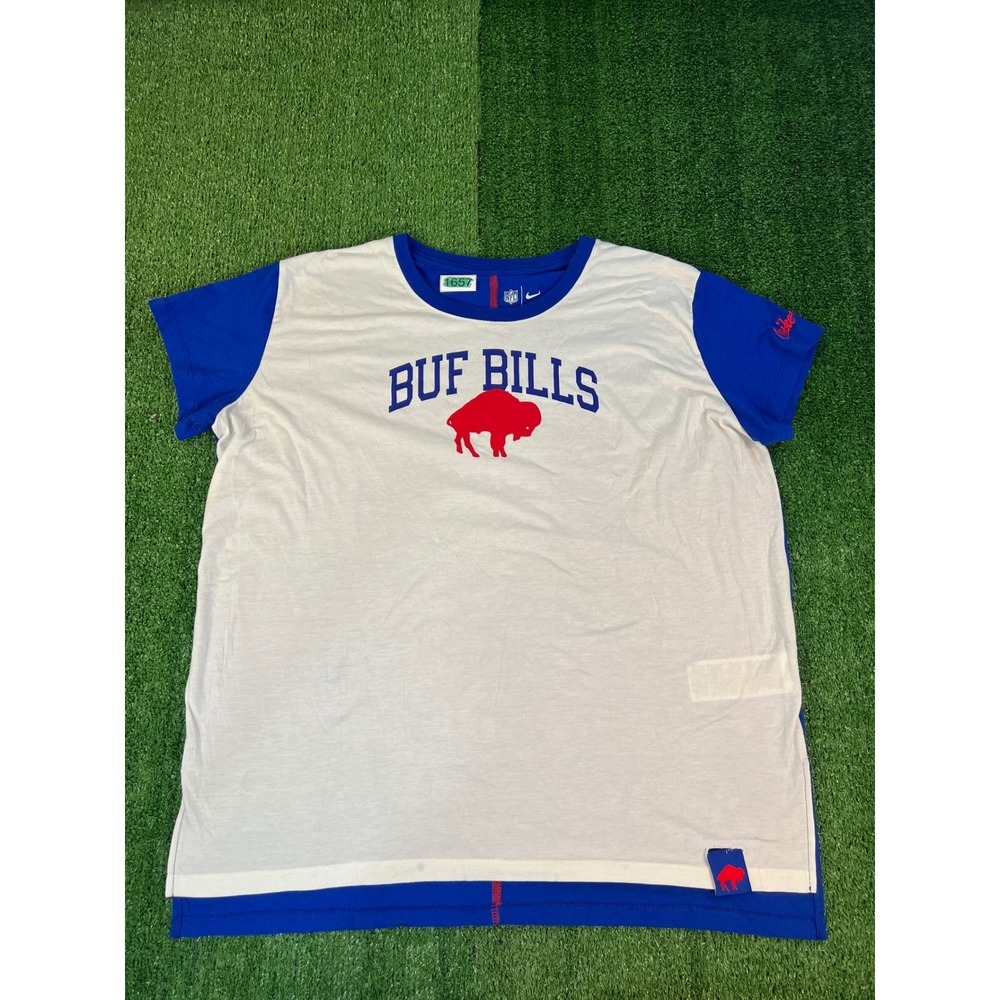 Nike NFL Buffalo Bills Mens XXL Colorblock Graphic T-Shirt White Blue NKMW-29K
